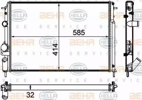 BEHR HELLA Service 8MK 376 772-011 - Радиатор, охлаждение двигателя autospares.lv