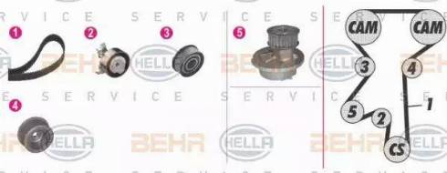 BEHR HELLA Service 8MP 376 809-841 - Водяной насос + комплект зубчатого ремня ГРМ autospares.lv