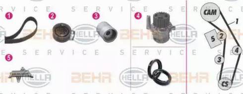 BEHR HELLA Service 8MP 376 809-851 - Водяной насос + комплект зубчатого ремня ГРМ autospares.lv