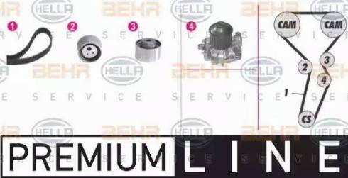 BEHR HELLA Service 8MP 376 809-801 - Водяной насос + комплект зубчатого ремня ГРМ autospares.lv