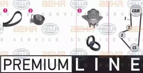 BEHR HELLA Service 8MP 376 809-831 - Водяной насос + комплект зубчатого ремня ГРМ autospares.lv