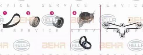 BEHR HELLA Service 8MP 376 809-821 - Водяной насос + комплект зубчатого ремня ГРМ autospares.lv