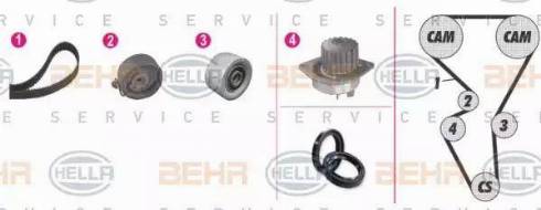 BEHR HELLA Service 8MP 376 804-851 - Водяной насос + комплект зубчатого ремня ГРМ autospares.lv