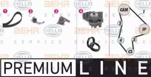 BEHR HELLA Service 8MP 376 804-811 - Водяной насос + комплект зубчатого ремня ГРМ autospares.lv