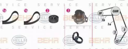 BEHR HELLA Service 8MP 376 804-821 - Водяной насос + комплект зубчатого ремня ГРМ autospares.lv