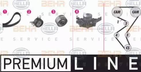 BEHR HELLA Service 8MP 376 804-871 - Водяной насос + комплект зубчатого ремня ГРМ autospares.lv