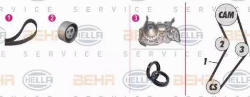 BEHR HELLA Service 8MP 376 805-841 - Водяной насос + комплект зубчатого ремня ГРМ autospares.lv