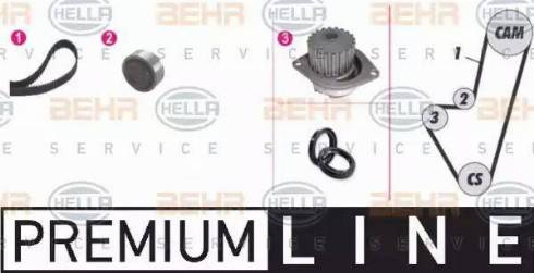 BEHR HELLA Service 8MP 376 805-851 - Водяной насос + комплект зубчатого ремня ГРМ autospares.lv