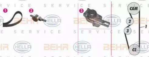 BEHR HELLA Service 8MP 376 805-881 - Водяной насос + комплект зубчатого ремня ГРМ autospares.lv