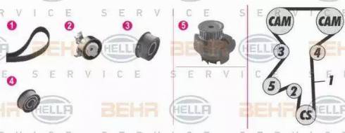BEHR HELLA Service 8MP 376 806-841 - Водяной насос + комплект зубчатого ремня ГРМ autospares.lv