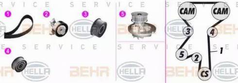 BEHR HELLA Service 8MP 376 806-851 - Водяной насос + комплект зубчатого ремня ГРМ autospares.lv