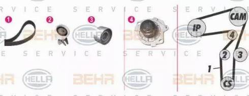 BEHR HELLA Service 8MP 376 806-881 - Водяной насос + комплект зубчатого ремня ГРМ autospares.lv