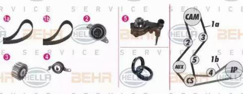 BEHR HELLA Service 8MP 376 806-821 - Водяной насос + комплект зубчатого ремня ГРМ autospares.lv