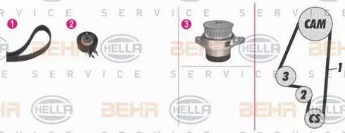 BEHR HELLA Service 8MP 376 800-841 - Водяной насос + комплект зубчатого ремня ГРМ autospares.lv