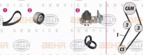 BEHR HELLA Service 8MP 376 800-851 - Водяной насос + комплект зубчатого ремня ГРМ autospares.lv