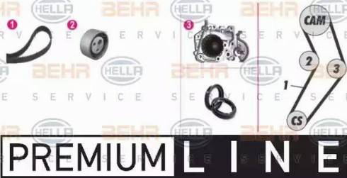 BEHR HELLA Service 8MP 376 800-881 - Водяной насос + комплект зубчатого ремня ГРМ autospares.lv