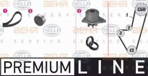 BEHR HELLA Service 8MP 376 800-871 - Водяной насос + комплект зубчатого ремня ГРМ autospares.lv