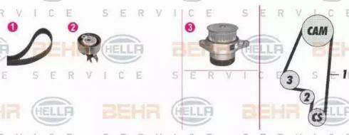 BEHR HELLA Service 8MP 376 801-891 - Водяной насос + комплект зубчатого ремня ГРМ autospares.lv