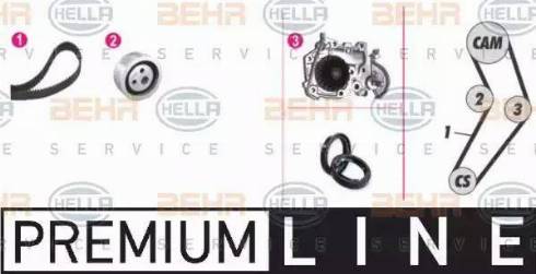 BEHR HELLA Service 8MP 376 801-871 - Водяной насос + комплект зубчатого ремня ГРМ autospares.lv