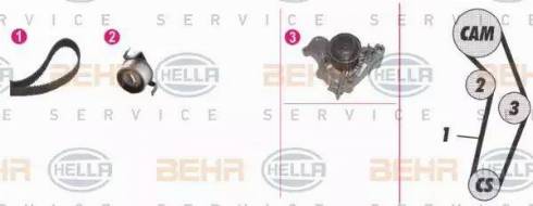 BEHR HELLA Service 8MP 376 808-891 - Водяной насос + комплект зубчатого ремня ГРМ autospares.lv