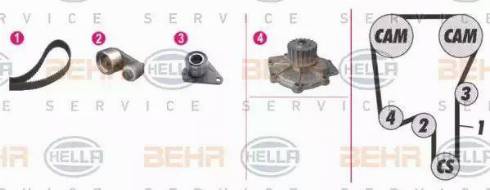 BEHR HELLA Service 8MP 376 808-851 - Водяной насос + комплект зубчатого ремня ГРМ autospares.lv