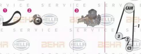 BEHR HELLA Service 8MP 376 808-811 - Водяной насос + комплект зубчатого ремня ГРМ autospares.lv