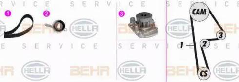 BEHR HELLA Service 8MP 376 808-881 - Водяной насос + комплект зубчатого ремня ГРМ autospares.lv