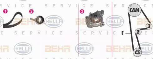 BEHR HELLA Service 8MP 376 808-871 - Водяной насос + комплект зубчатого ремня ГРМ autospares.lv