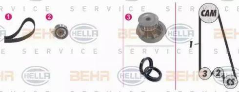 BEHR HELLA Service 8MP 376 803-841 - Водяной насос + комплект зубчатого ремня ГРМ autospares.lv