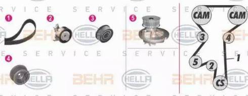 BEHR HELLA Service 8MP 376 803-861 - Водяной насос + комплект зубчатого ремня ГРМ autospares.lv