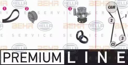 BEHR HELLA Service 8MP 376 803-801 - Водяной насос + комплект зубчатого ремня ГРМ autospares.lv