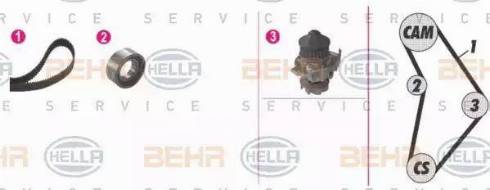 BEHR HELLA Service 8MP 376 803-821 - Водяной насос + комплект зубчатого ремня ГРМ autospares.lv