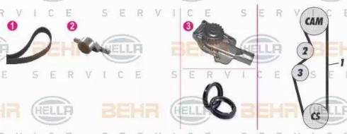 BEHR HELLA Service 8MP 376 803-871 - Водяной насос + комплект зубчатого ремня ГРМ autospares.lv