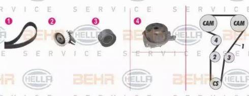 BEHR HELLA Service 8MP 376 802-891 - Водяной насос + комплект зубчатого ремня ГРМ autospares.lv