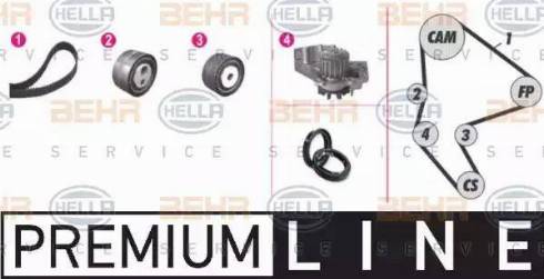 BEHR HELLA Service 8MP 376 802-841 - Водяной насос + комплект зубчатого ремня ГРМ autospares.lv