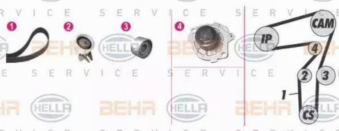 BEHR HELLA Service 8MP 376 802-801 - Водяной насос + комплект зубчатого ремня ГРМ autospares.lv