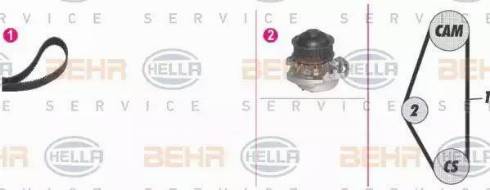 BEHR HELLA Service 8MP 376 802-811 - Водяной насос + комплект зубчатого ремня ГРМ autospares.lv