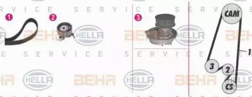 BEHR HELLA Service 8MP 376 807-891 - Водяной насос + комплект зубчатого ремня ГРМ autospares.lv