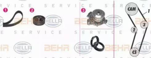 BEHR HELLA Service 8MP 376 807-841 - Водяной насос + комплект зубчатого ремня ГРМ autospares.lv