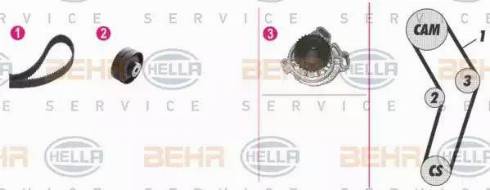 BEHR HELLA Service 8MP 376 807-851 - Водяной насос + комплект зубчатого ремня ГРМ autospares.lv