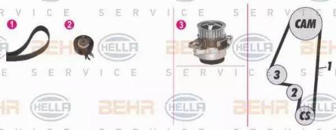 BEHR HELLA Service 8MP 376 807-861 - Водяной насос + комплект зубчатого ремня ГРМ autospares.lv