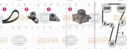 BEHR HELLA Service 8MP 376 807-801 - Водяной насос + комплект зубчатого ремня ГРМ autospares.lv