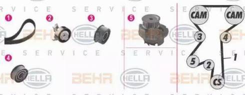 BEHR HELLA Service 8MP 376 807-831 - Водяной насос + комплект зубчатого ремня ГРМ autospares.lv