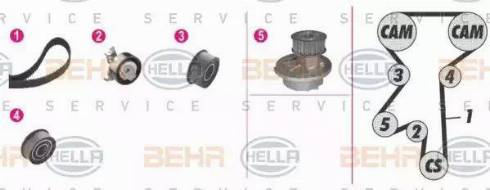 BEHR HELLA Service 8MP 376 807-821 - Водяной насос + комплект зубчатого ремня ГРМ autospares.lv