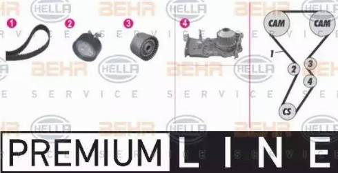 BEHR HELLA Service 8MP 376 814-801 - Водяной насос + комплект зубчатого ремня ГРМ autospares.lv