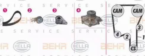 BEHR HELLA Service 8MP 376 814-811 - Водяной насос + комплект зубчатого ремня ГРМ autospares.lv