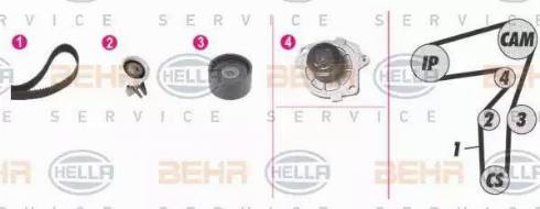 BEHR HELLA Service 8MP 376 814-871 - Водяной насос + комплект зубчатого ремня ГРМ autospares.lv