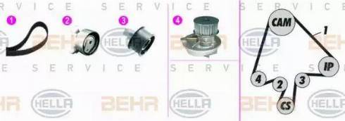 BEHR HELLA Service 8MP 376 815-851 - Водяной насос + комплект зубчатого ремня ГРМ autospares.lv