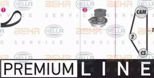 BEHR HELLA Service 8MP 376 815-801 - Водяной насос + комплект зубчатого ремня ГРМ autospares.lv