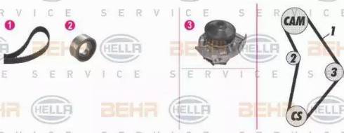 BEHR HELLA Service 8MP 376 815-811 - Водяной насос + комплект зубчатого ремня ГРМ autospares.lv